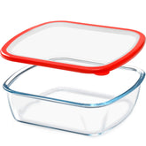 NUTRIUPS 9x9 glass baking dish with lid, storage-friendly for leftovers.