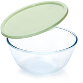NUTRIUPS large glass mixing bowl with lid for durable mixing and easy fridge storage.
