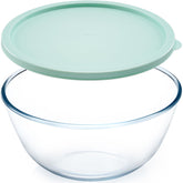 NUTRIUPS large glass mixing bowl with lid for versatile prep and storage.