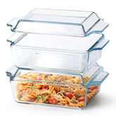 NUTRIUPS glass casserole set with lids for easy meal prep and serving