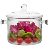 NVLIKNA glass cooking pot with cover shows clear view to monitor progress.