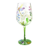 NymphFable dragonfly and flower hand-painted glass for stylish entertaining.