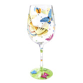 NymphFable hand-painted wine glass with butterflies for elegant entertaining.
