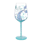 NymphFable mermaid-tail wine glass 15oz with colorful tail, perfect centerpiece for parties.