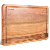 OAKSWARE cutting board with juice groove keeps counters clean during prep.