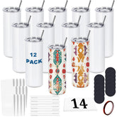 oaptuza 12-pack 20 oz white sublimation tumbler with full-wrap prints