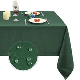 Obstal 210GSM rectangle green table cloth closeup shows waterproof fabric for spills