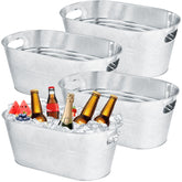 OBTANIM 4-pack galvanized ice buckets, top view for party cooling and beverage storage
