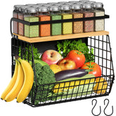 Ofiray-home magnetic shelf on fridge door with wood lid keeps fruits organized and accessible.