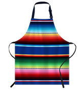 oFloral Mexican Colorful Stripes Apron front view showcases vibrant pattern for stylish home cooking.