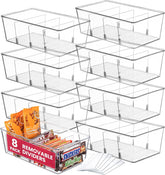 Oizeir clear pantry organizer bin 8-pack for easy, see-through fridge and pantry storage.
