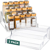 Oizeir Clear Spice Rack 2-Pack, an acrylic organizer for tidy pantry storage.