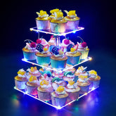 OLACHIKKO 3-tier cupcake stand with LED string for weddings and parties