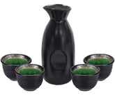 Old Craftsmen Sake Set Black 5-Piece pot with elegant traditional finish.