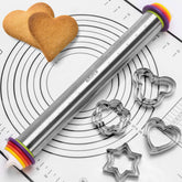 Olforce stainless steel rolling pin for even dough thickness across pizzas, pies, and pastries.