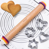 Olforce wooden rolling pin with rings and mat for even dough thickness and versatile baking