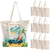 OLSUNOR 10-pack canvas tote bags with zipper for secure daily shopping.