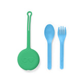 OmieBox mint-green utensils case for school lunches.