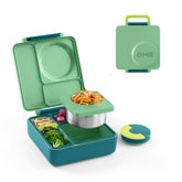 OmieBox Meadow front view shows a kid friendly lunchbox designed for mixed hot and cold meals