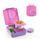 OmieBox Unicorn Pink front view for kid-friendly school lunches.