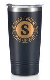 Onebttl Man Myth Legend mug with initials, personalized daily drink companion.