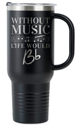 Onebttl Music Lover 40oz tumbler front view with handle, ready for on-the-go hydration.
