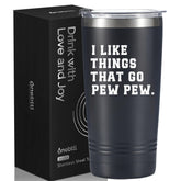 Onebttl Pew Pew 20oz tumbler with spill-proof lid and straw for on-the-go hydration.