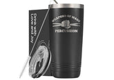 Onebttl Weapons of Mass Percussion tumbler front view shows durable stainless steel for daily use.