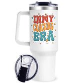 OneGemn coach tumbler with handle front view keeps drinks at the right temperature