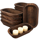ONESIXEC wood bowls set viewed from above showing rustic texture and durable storage.
