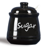 ONTUBE ceramic sugar bowl with lid and spoon in black, 12 oz capacity for everyday use.