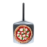 Ooni 12-inch aluminium pizza peel with long handle for easy, safe launches.