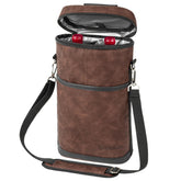 OPUX 2 bottle wine carrier tote with dual zippers for easy access during transport.