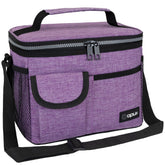 OPUX insulated lunch bag purple front view highlighting leakproof design for work lunches