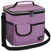 OPUX insulated lunch bag in purple showing the leakproof design and ample capacity for meals