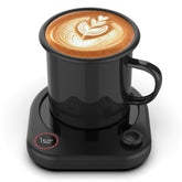 Oracer coffee mug warmer on desk keeps drinks hot for long sessions.