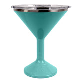 ORCA Tini 13oz seafoam stainless martini glass on table keeps drinks cool outdoors