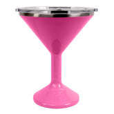 ORCA Tini 13oz pink stainless steel martini glass close-up showing insulated design and shine.