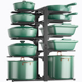 ORDORA 10-tier under-cabinet pot organizer displaying tall cookware storage