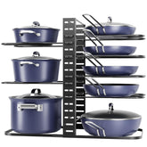 ORDORA pots and pans organizer under cabinet with 8-tier design for compact storage