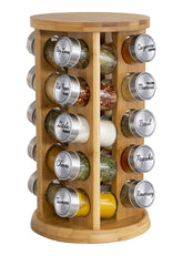 Orii 20 jar bamboo spice rack with rotating base for easy access