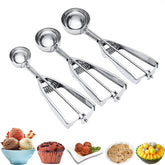OTEHETOT ice cream scoop set trio with ergonomic trigger release for tidy servings.