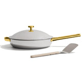 Our Place Titanium Always Pan Pro front view in gold shows even heat