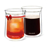 Ovalware double-wall glass cup 12oz showing insulated design for cool to touch handling