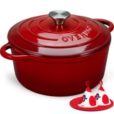 Overmont Dutch Oven on stove displays even heat for braising