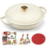Overmont enameled Dutch Oven lid with vibrant glaze for even heat retention