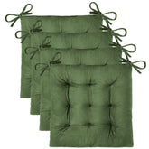 OVOV 4-pack chair cushions in green velvet; top view showcases plush seating.