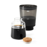 OXO Brew Compact Cold Brew on kitchen counter with rainmaker top for smooth concentrate