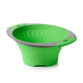 OXO Collapsible Colander assembled in bright green for quick draining