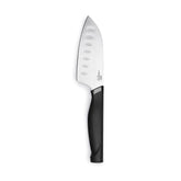 OXO GG 4in Mini Santoku Knife blade close-up highlights sharp, precise cutting.